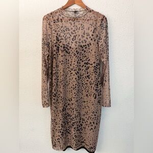 Torrid Sheer Leopard Dress Size 1 Brown & Black
